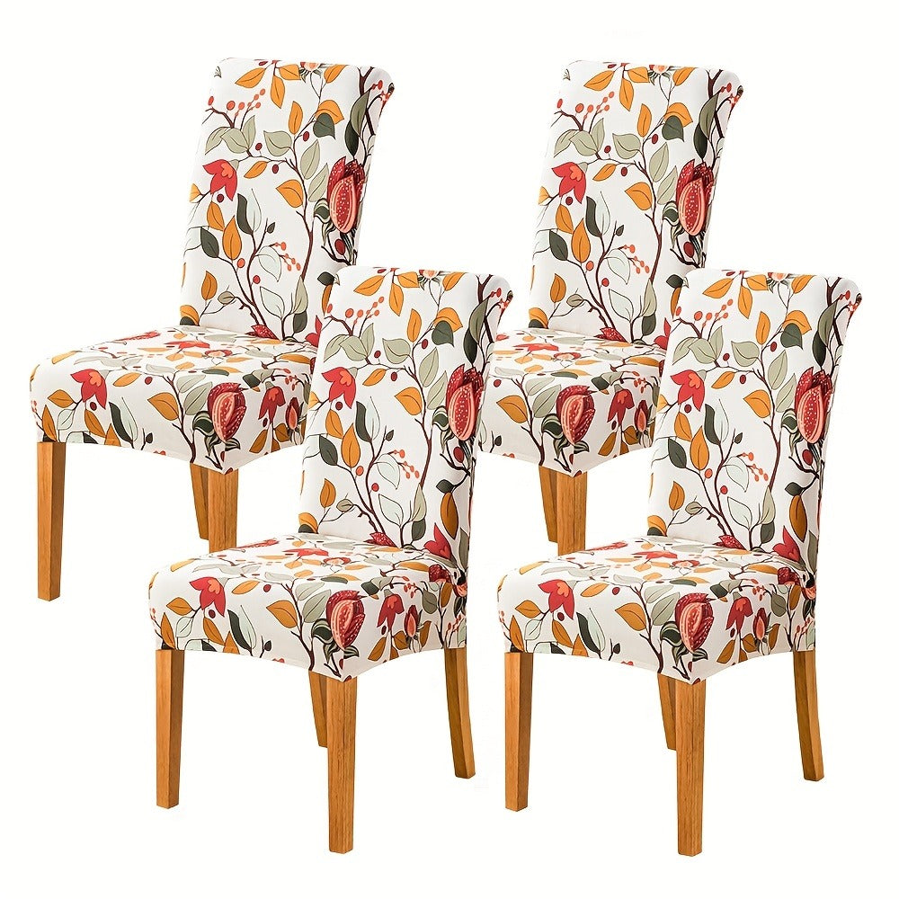 Printed Stretch Dining Chair Covers in Ten Patterns with Four- or Six-Piece Set Checkouts for Parsons Chairs