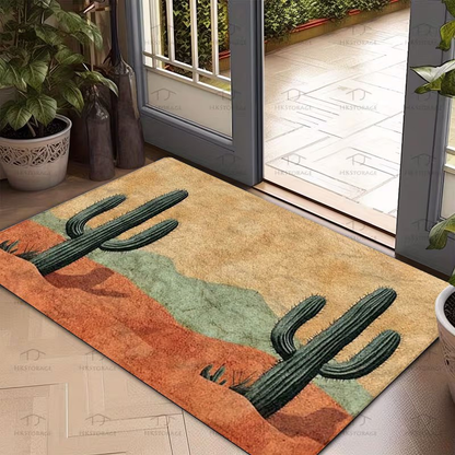 Desert Cactus Print Rectangular Doormat in 40 x 60, 50 x 80 or 45 x 120cm Size Options Pictured