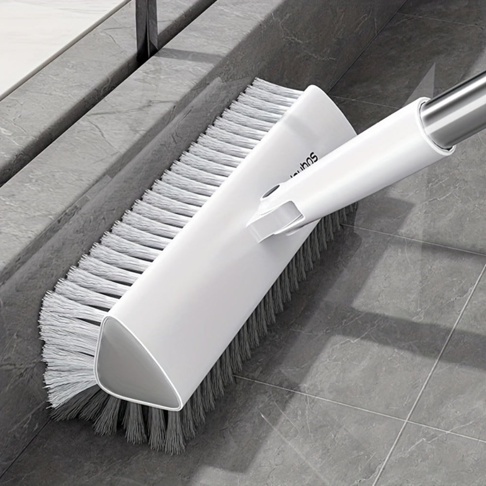Floor Scrub Brush 52 Inch Long Handle Double-Sided V-Shaped Triangle Head Stiff Bristles for Home Cooking, Dining and Outdoor Meals