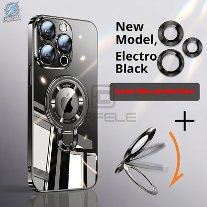 Magnetic iPhone Case Electroplated PC Shockproof Clear Back U-Shield Kickstand Lens Protector for iPhone 17 Pro Max 17 Pro 17 Air 17 16 15 14 13 12 11 Series – 5 Colors MagSafe Compatible