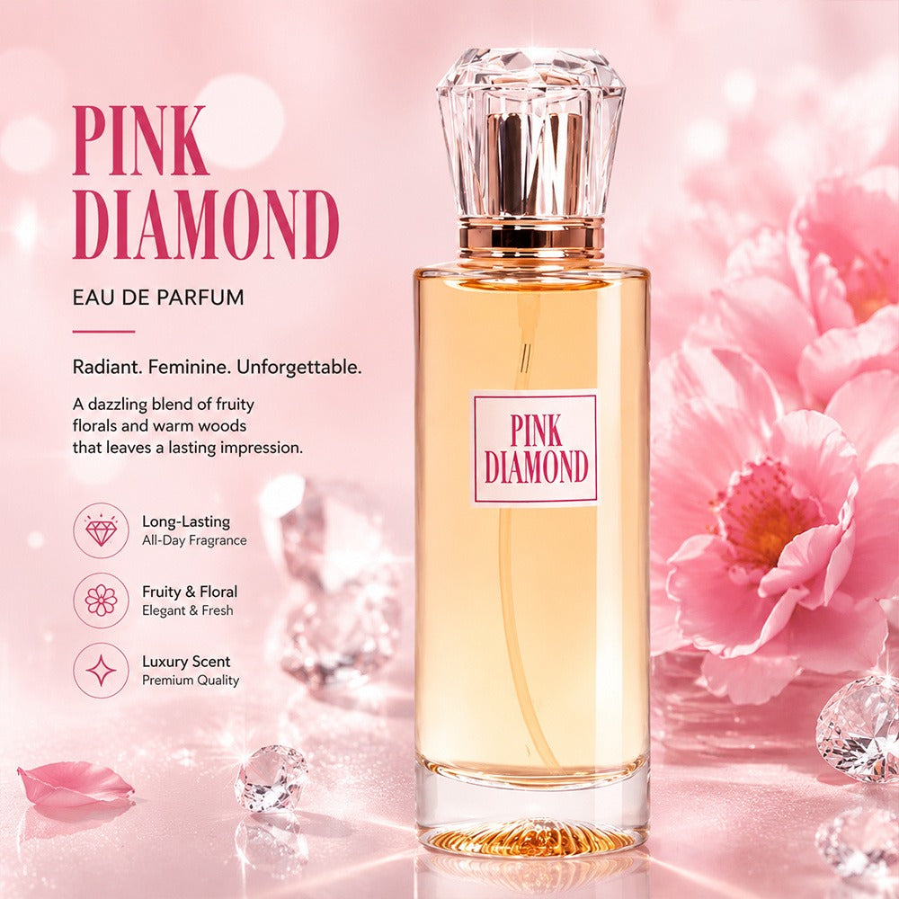Women's Perfume Eau de Parfum Spray - Pink Diamond Long Lasting Floral Scent with Aldehyde Lily & Orange, Elegant Fragrance for Daily Wear & Special Occasions, 3.4 oz