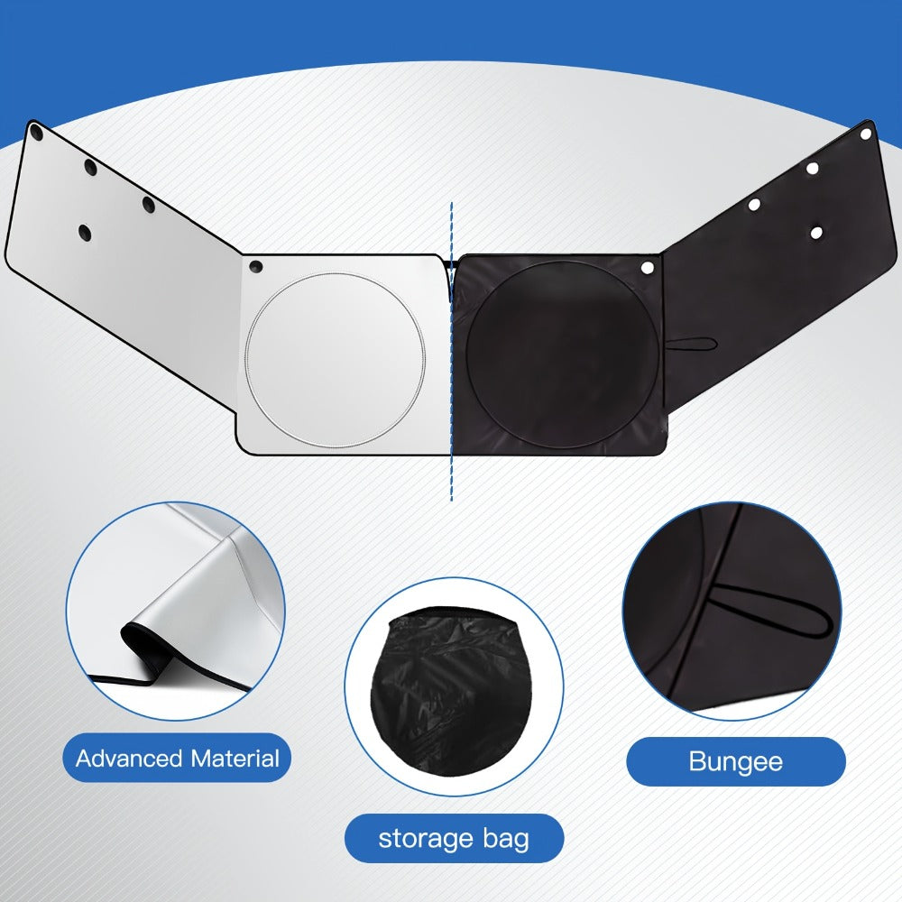 Windshield Sunshade Universal Fit Front Window Sun Shade Cover Block Sun Heat UV Rays Privacy Protection Polyester with Super Suction Cups for Cars SUVs Trucks M and L Size