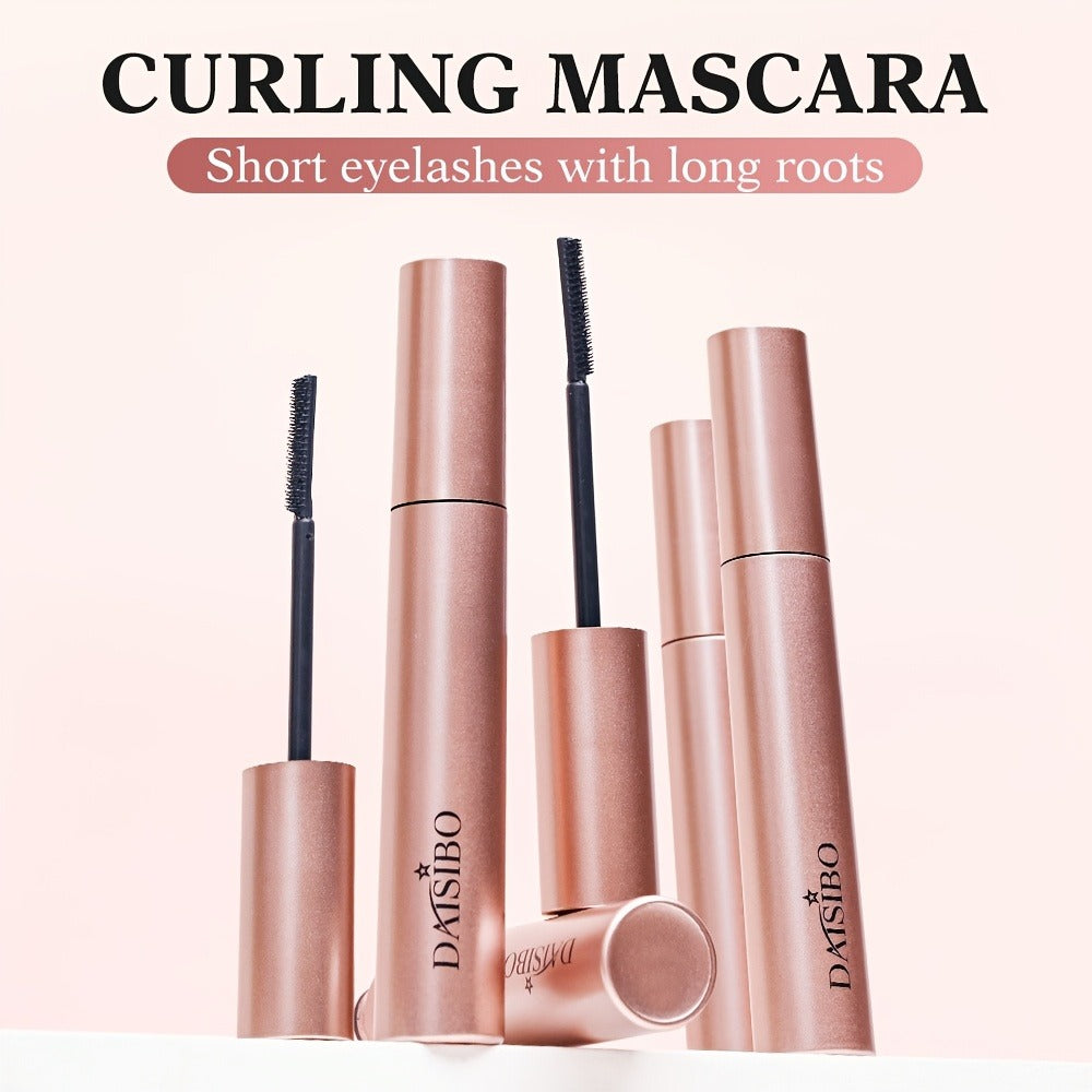 Black Mascara Two-Piece Set in Rose-Colored Tubes with Slim Precision Bristle Applicator Wands