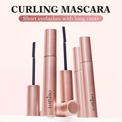 Black Mascara Two-Piece Set in Rose-Colored Tubes with Slim Precision Bristle Applicator Wands