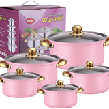 Pink 10-piece cookware set