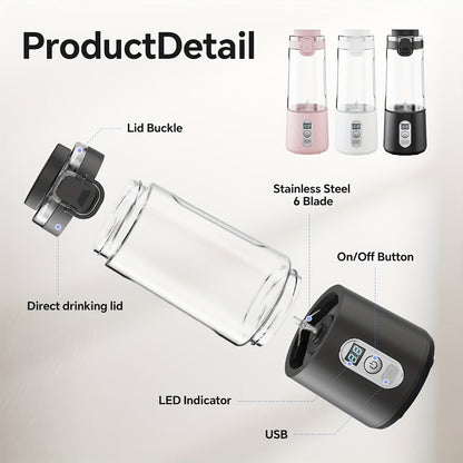 Portable Blender with Clear Cylindrical Cup, Digital Timer Display, Flip-Up Handle and Three Color Options