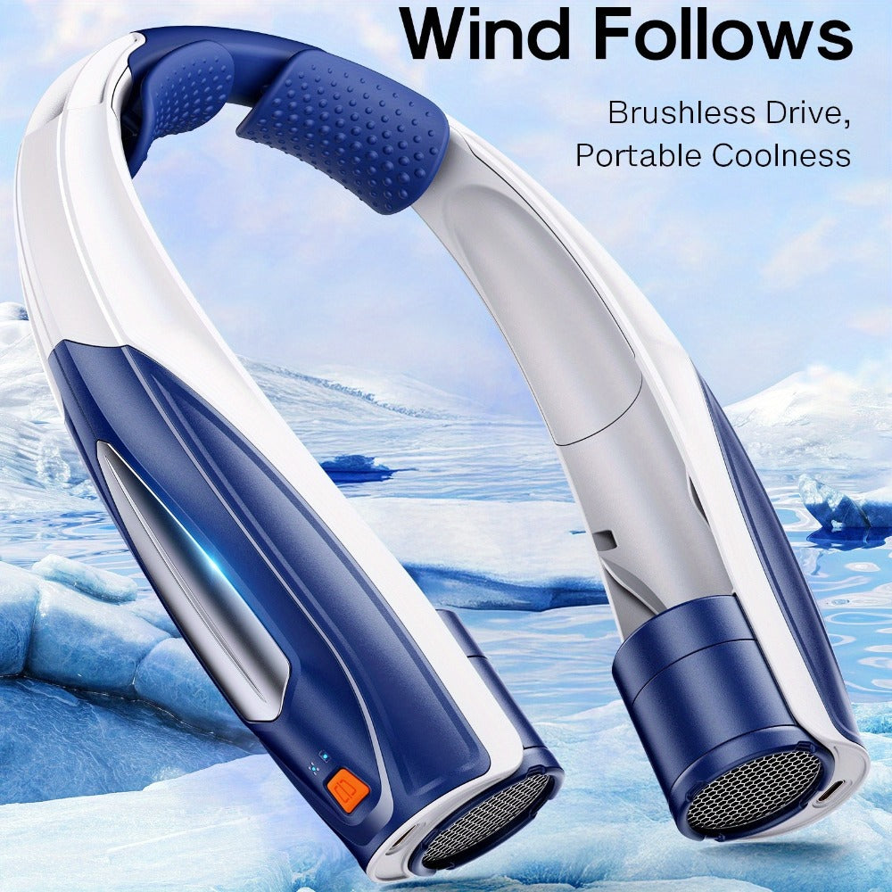 Wearable Neck Fan with Dual 3000mAh Battery Labels, Six Settings, USB-C Charging and Three Colors