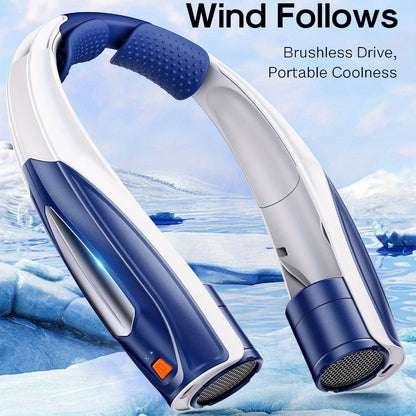 Wearable Neck Fan with Dual 3000mAh Battery Labels, Six Settings, USB-C Charging and Three Colors