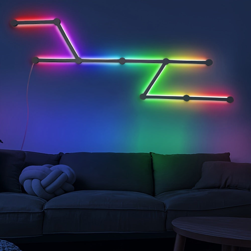 Modular LED Atmosphere Light 9pcs Starry Sky RGB – Freely Splicing, Music Sync, App & Voice Control | Gaming Room, Esports, Bedroom & Streaming Wall Decor Ambient Light