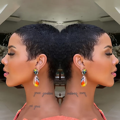 Deep Wave Pixie-Cut Human Hair Wig with Bangs and Short Full Cap in a Black 4-Inch Hair Style