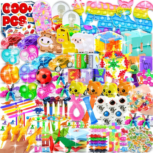 Party Favors Mixed Novelty and Fidget Assortment, 600-Piece Multicolor Set for Large Events