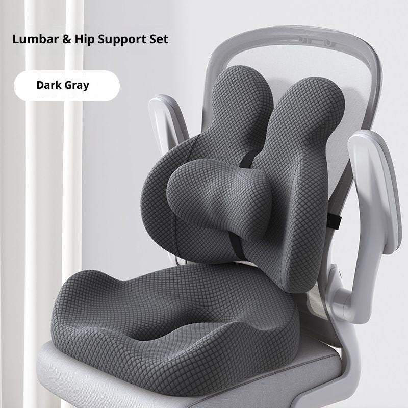 Lumbar Support Cushion & Seat Cushion Set – Ergonomic Office Chair Pillow for Lower Back Pain Relief, Breathable Memory Foam Waist & Hip Support for Home, Car & Desk Chair