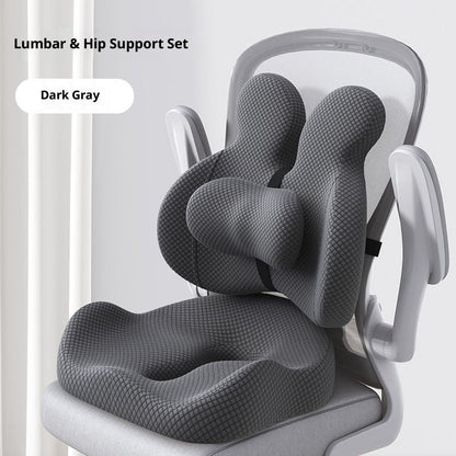 Lumbar Support Cushion & Seat Cushion Set – Ergonomic Office Chair Pillow for Lower Back Pain Relief, Breathable Memory Foam Waist & Hip Support for Home, Car & Desk Chair