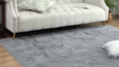 Area Rug, 4x6 Foot Shaggy Faux-Fur Indoor Carpet in Five Solid Colors with Machine-Wash Care