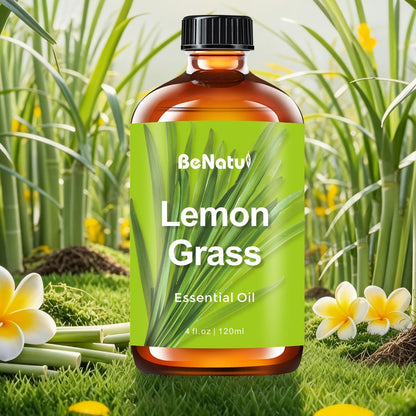 120ml Essential Oil Bottle with Frankincense, Lemon, Lemongrass or Rosemary Labels and 1- or 2-Bottle Options