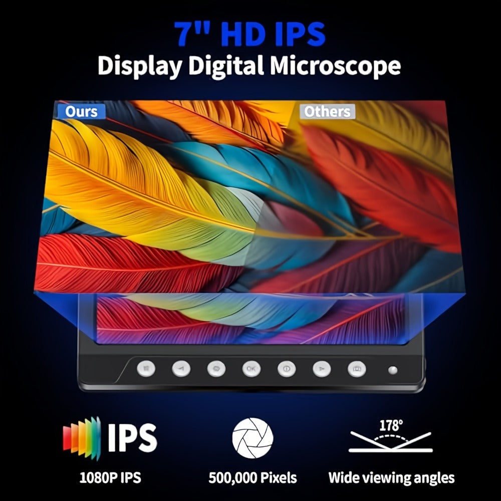 1200X Digital Microscope 7-Inch IPS Screen, WINWEND USB Coin & Soldering Microscope with 8 Adjustable LED Lights