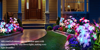 Solar Garden Light Blooming Lily Stakes with 7-Color LEDs and 2, 4 or 12-Pack Options for Outdoor Garden Decor