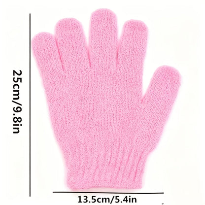 Twenty-Piece Rose-Red Exfoliating Shower Glove Set with Textured Five-Finger Mitt Design Pictured