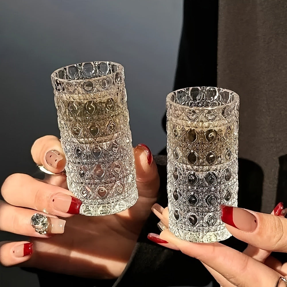 Diamond-Texture Shot Glass Set in Four- or Six-Piece Checkout Options for Home Bars and Party Serving