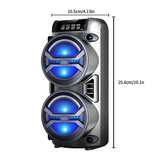 Portable Outdoor Subwoofer Bluetooth Speaker with Dual Bass Drivers, Deep Bass Stereo, TWS Pairing, USB AUX TF FM Playback, Rechargeable Battery, High-Volume Party Speaker for Indoor Outdoor Dance