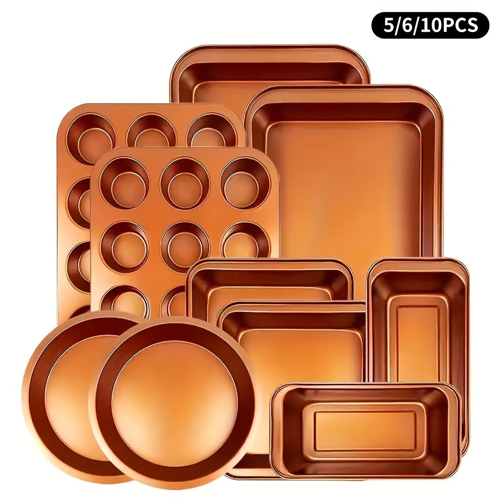 Copper or Black Bakeware Set in 5-, 6- or 10-Piece Options with Cake, Muffin and Loaf Pans