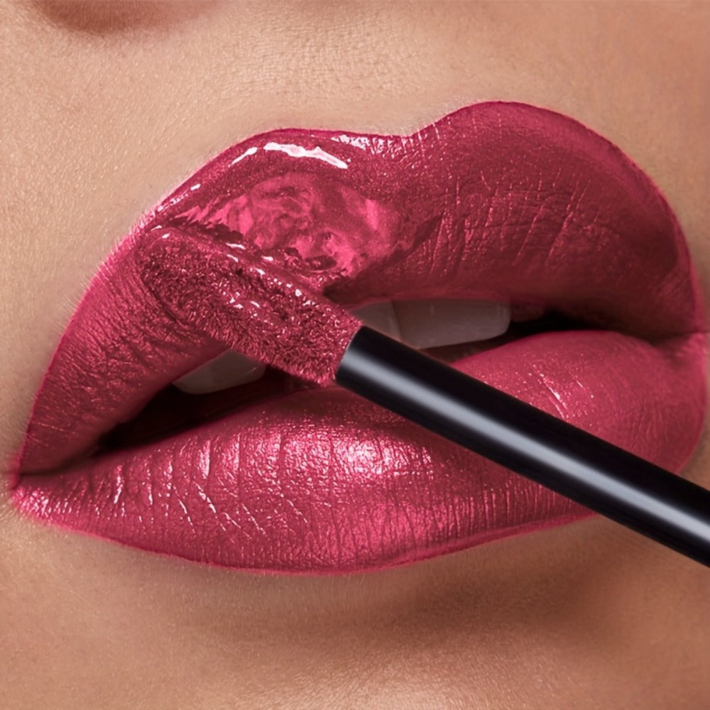Metallic Shimmer Liquid Lip Color with 22 Numbered Shades, 7.2cm Clear Tube and Wand Applicator