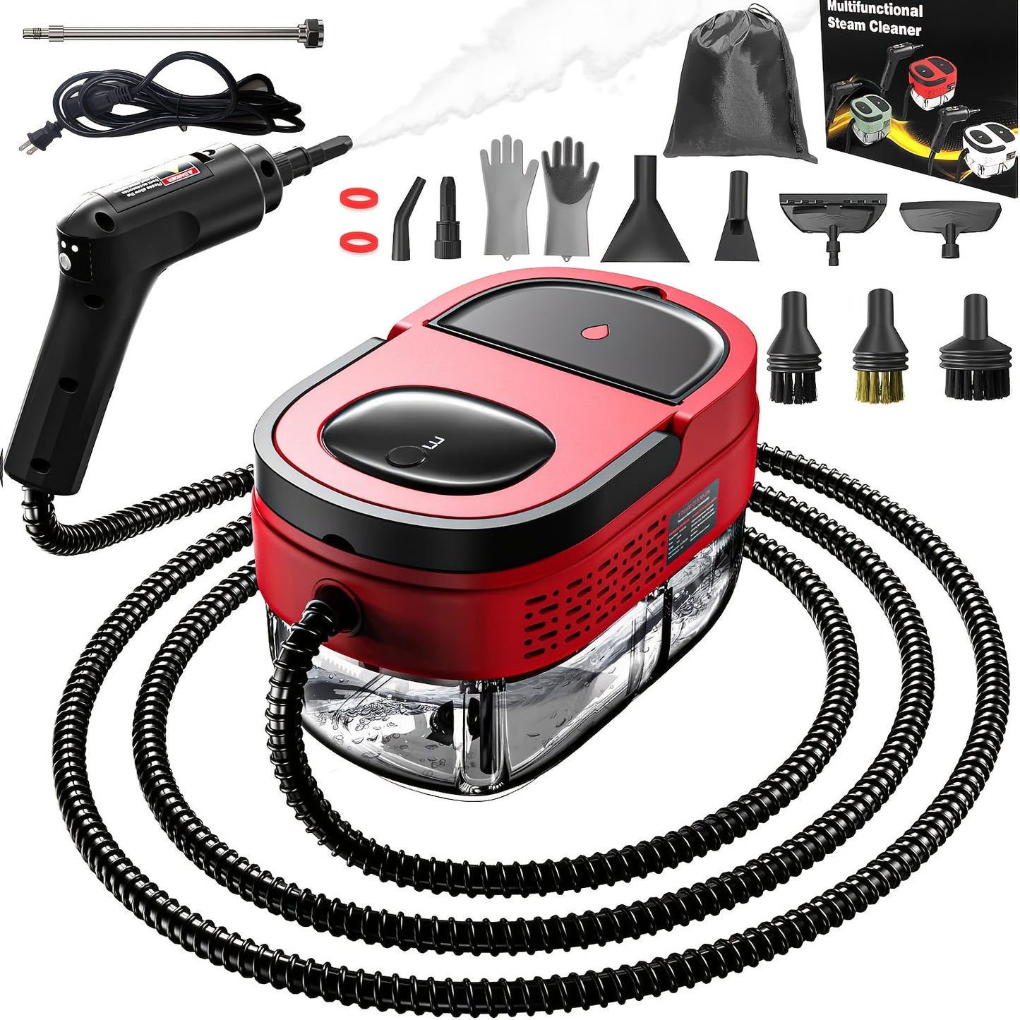 Handheld Steam Cleaner 1500W High Pressure 54.1oz Tank 3-Level Adjustable Portable Steamer for Home Car Furniture Tile Grout Bed Bugs Bathroom Kitchen Floor Upholstery