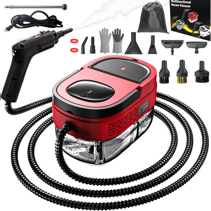 Handheld Steam Cleaner 1500W High Pressure 54.1oz Tank 3-Level Adjustable Portable Steamer for Home Car Furniture Tile Grout Bed Bugs Bathroom Kitchen Floor Upholstery