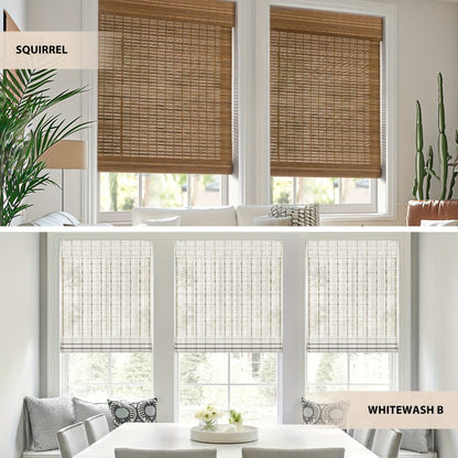 Woven Bamboo Roman Window Shade in Six Exact Color Names, 60-Inch Height and Widths from 23 to 48 Inches