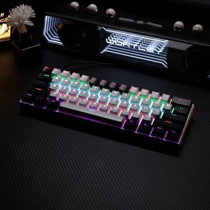 Mechanical Keyboard 61-Key Compact Wired Layout with Cyan Switches, RGB Backlighting and Four Case Color Options
