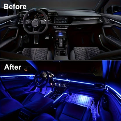 RGB Car Interior Lighting Kit 118" Fiber Optic USB App Control Music Sync Ambient Light Strip for Dashboard Door Decoration, Battery-Free Plug-and-Play Atmosphere Upgrade for Cars Trucks SUVs