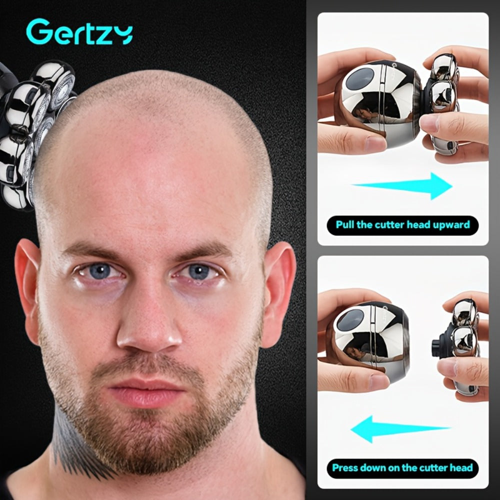 Electric Shaver 5-in-1 Rotary Grooming Kit with Hair Clipper, Nose Trimmer, Brush and Massager in Silver or Gold