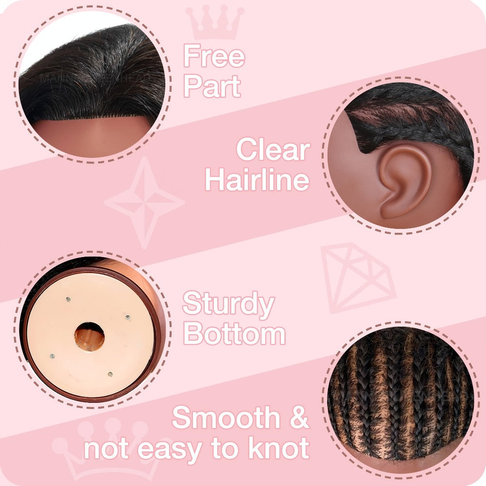 18-Inch Cosmetology Mannequin Head with Hair, Table Clamp, Comb and Sectioning Clips for Styling Practice