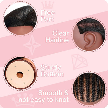 18-Inch Cosmetology Mannequin Head with Hair, Table Clamp, Comb and Sectioning Clips for Styling Practice