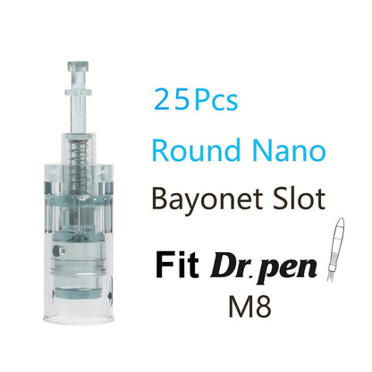 Dr. Pen M8 Replacement Cartridges 25Pcs - 16/36 Pins & Round Nano