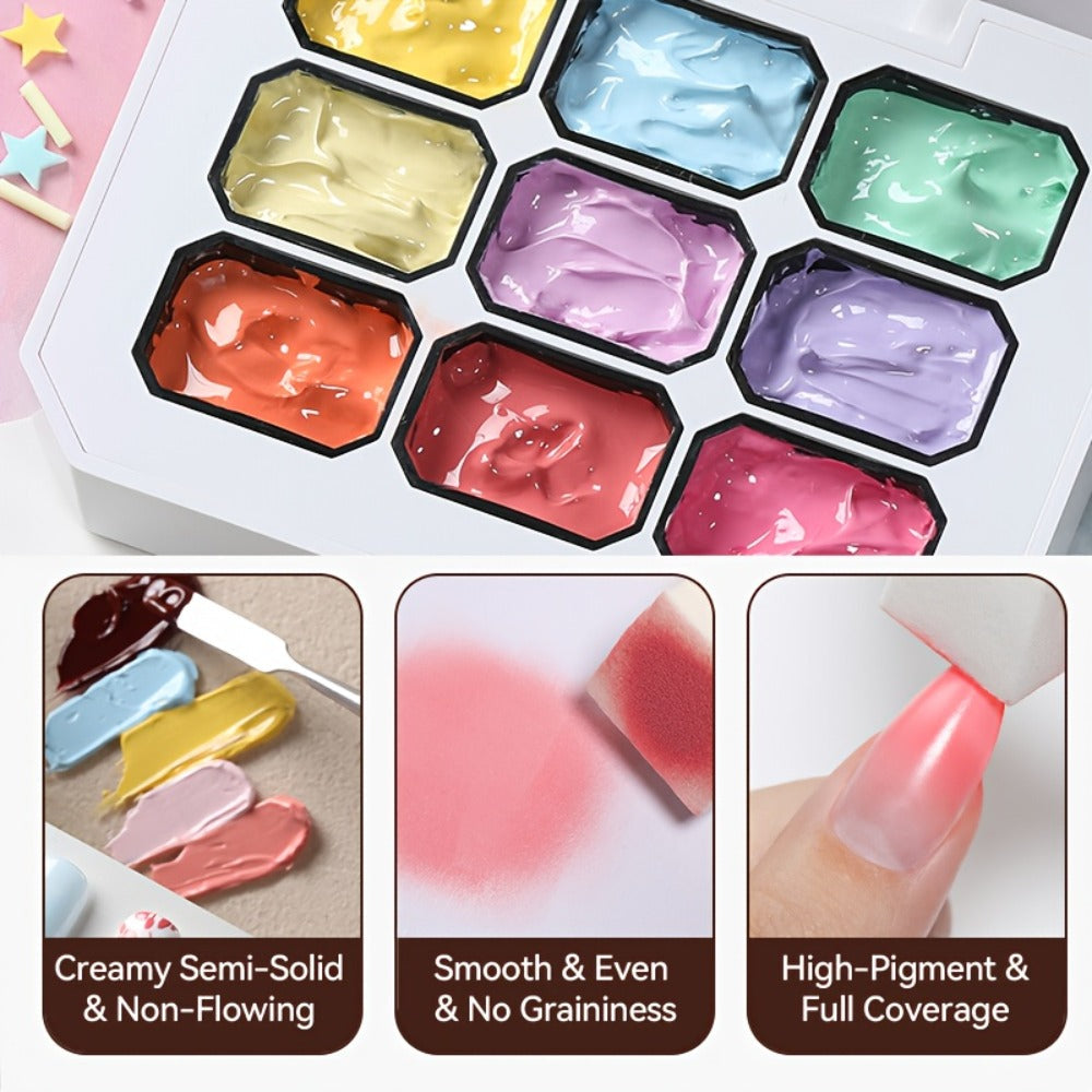 Gel Nail Polish 9-Color Ombre Palette for Gradient and Stamping Art with UV/LED Cure, 7 Series