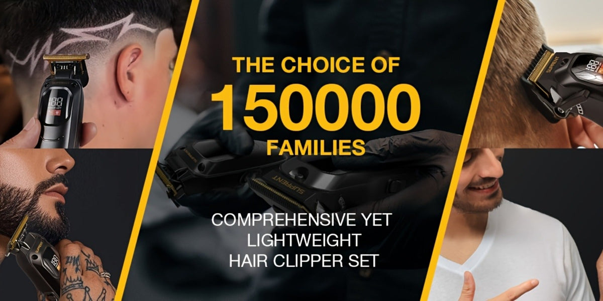 Hair Clippers & Beard Trimmer Set for Men - SUPRENT Professional Cordless Grooming Kit with T-Blade Trimmer