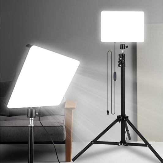 Square Fill Light Kit 10 Inch with Metal Ball Head & 15 Inch Extension Rod, Adjustable Tripod, 3 Color Modes, USB Powered LED Video Lighting for Home Studio, Recording, Live Streaming & Photography