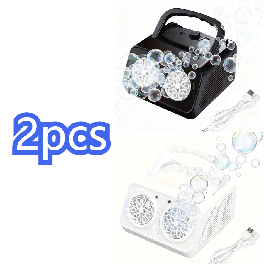 Dual-Wheel Bubble Machine with White Single-Unit or Black and Light White Two-Unit Bundle Labels