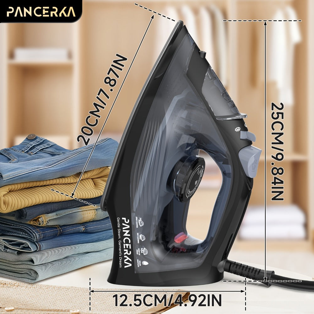 Black 1200W Steam Iron with Three Temperature Settings, Spray Button and Transparent Water Tank