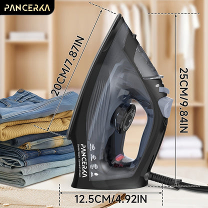 Black 1200W Steam Iron with Three Temperature Settings, Spray Button and Transparent Water Tank