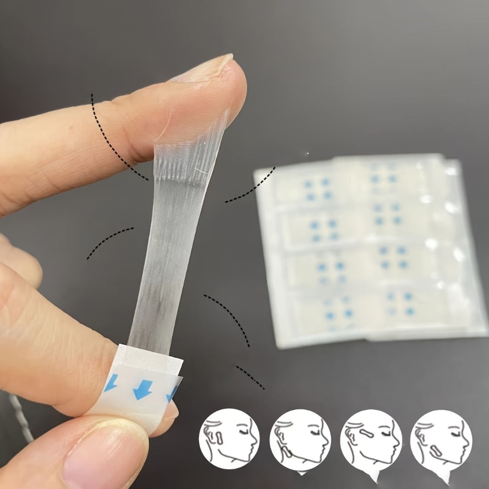 Ninety-Nine-Piece Invisible Face Lift Tape Set with Adjustable Elastic Strips for Jawline and Neck Styling