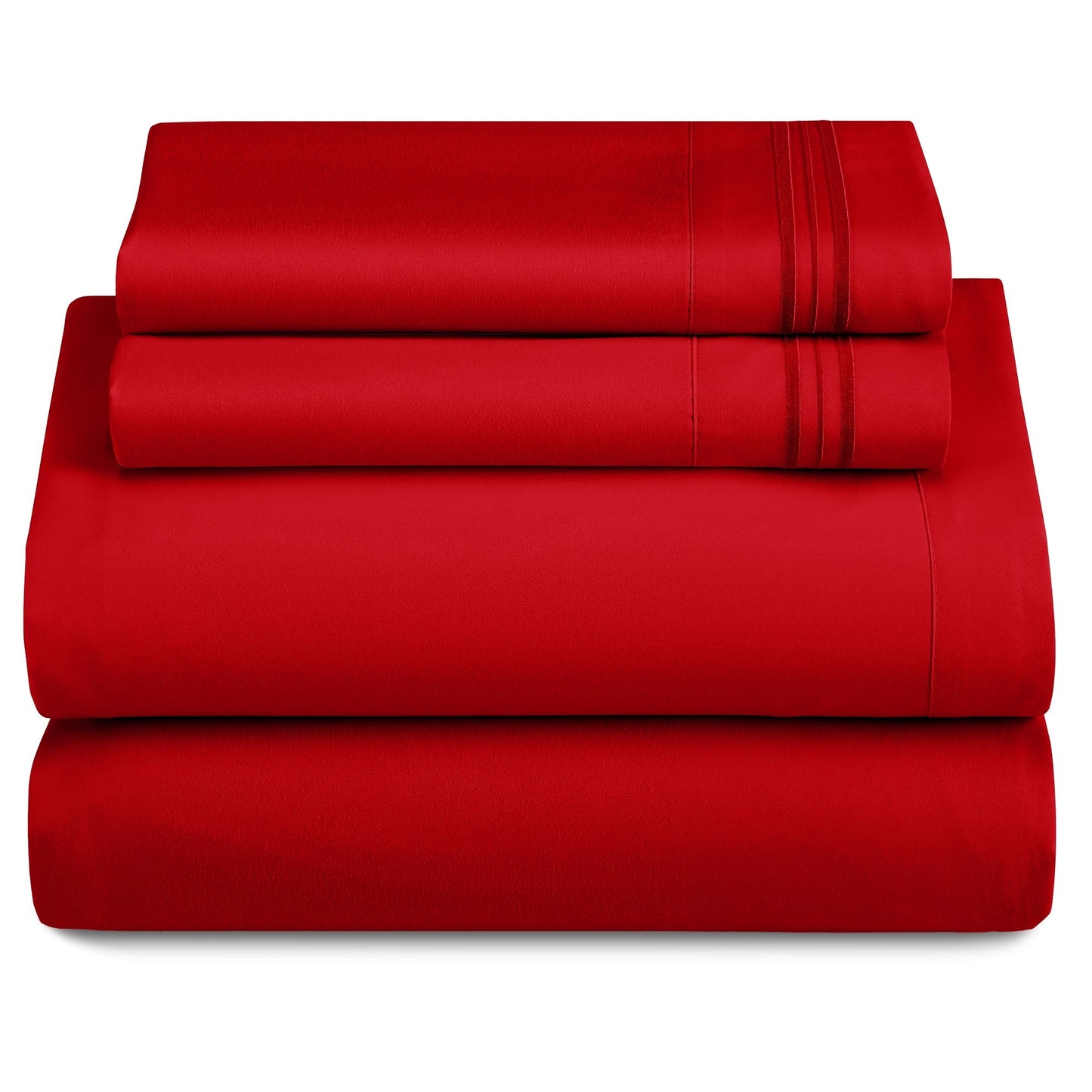 Bed Sheet Set 1800-Series Microfiber with Six Fitted-Sheet Sizes and Twenty Solid Color Choices