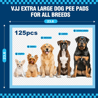 Dog Training Pads Disposable Bulk Packs, 23.62 x 23.62 Inches with 50, 125, 200 or 300-Pad Count Options
