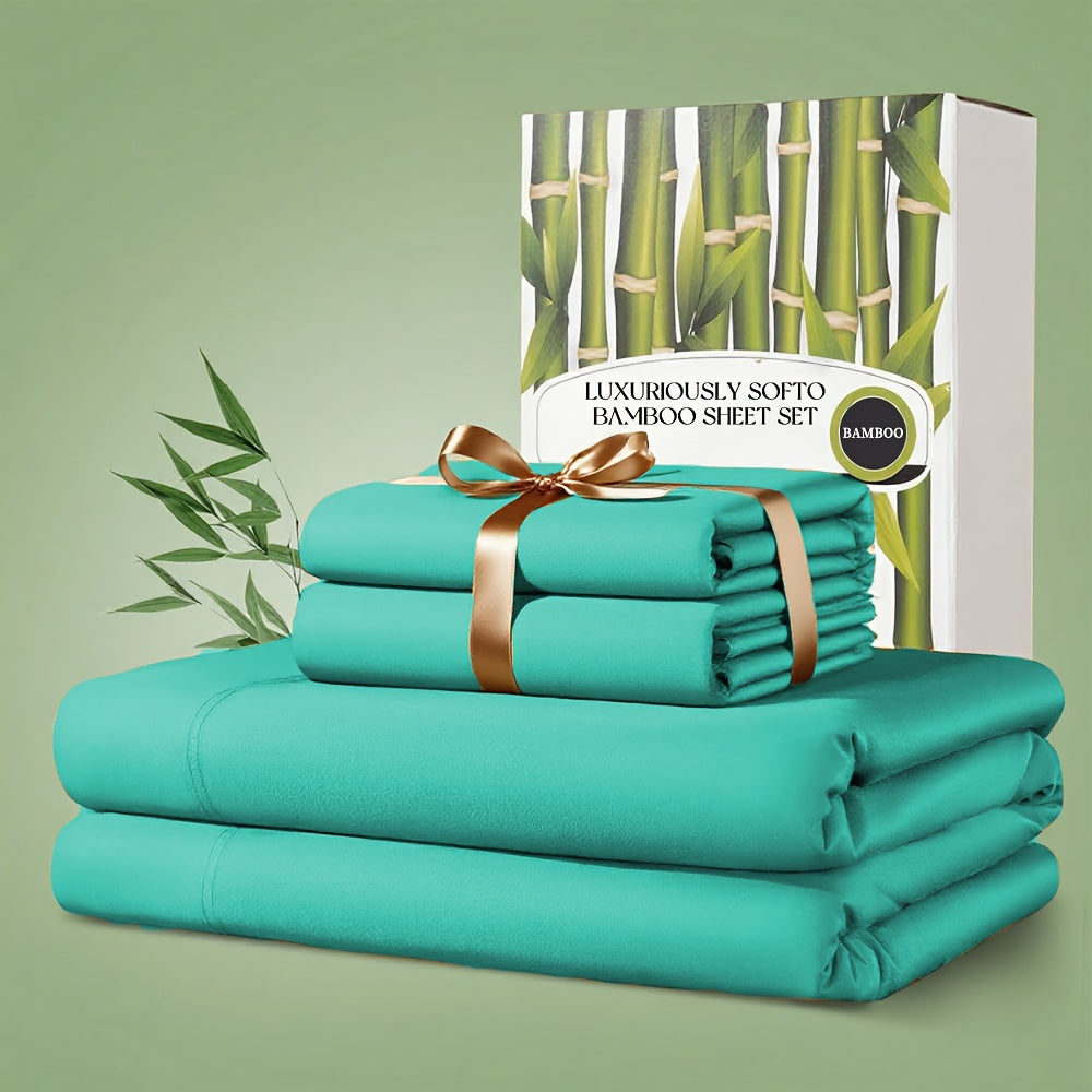 Sheet Set, Four-Piece 30% Lyocell and 70% Viscose Bedding with 18-to-24-Inch Fitted Pocket and Twelve Colors