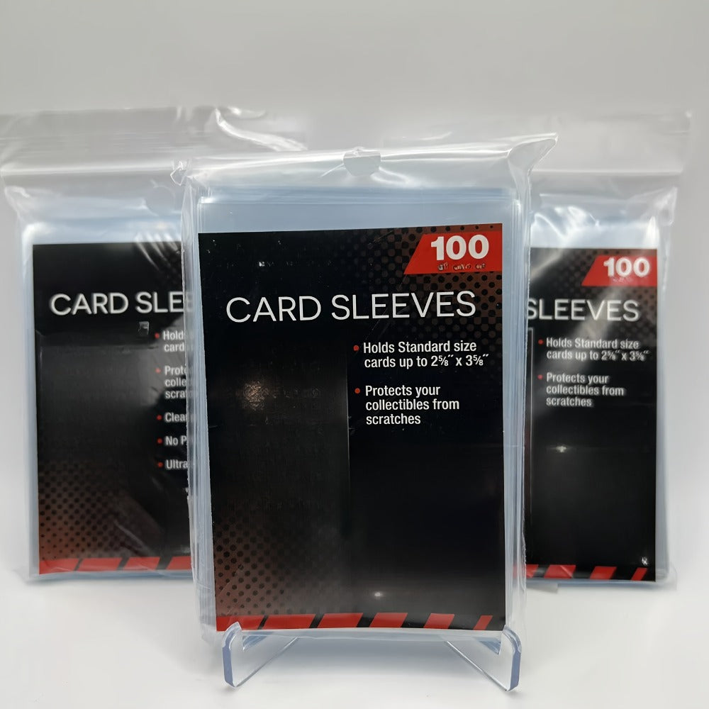 Five-Pack Clear Trading Card Sleeve Set with 100 Soft Sleeves per Pack in Standard 3 x 4-Inch Size