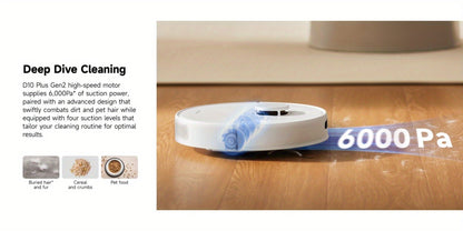 Dreame D10 Plus Gen 2 Self-Emptying Robot Vacuum & Mop Refurbished – 6000Pa Suction | 90-Day Base | LiDAR Navigation | Obstacle Avoidance | Wi-Fi App & Voice Control | Smart Floor Cleaner for Home