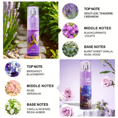 Fragrance Body Mist for Women, Floral, Fruity, Musk & Vanilla Body Spray with Aloe & Vitamin E, 3-8 fl oz