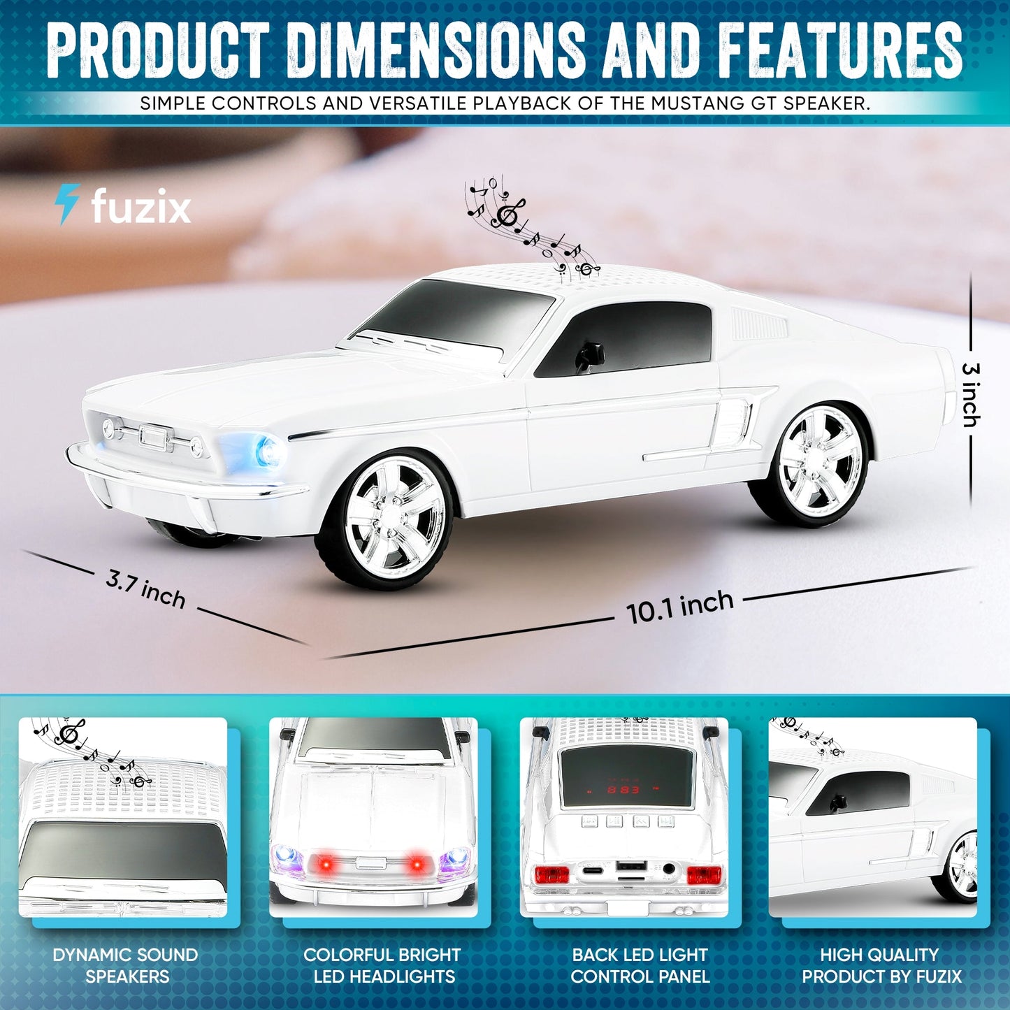 Fuzix WS-1967 Classic Car Bluetooth Speaker with LED Lights | Retro Replica Wireless Stereo, FM Radio, USB/TF/AUX, Built-in Mic, Rechargeable – Novelty Gift for Car Enthusiasts, Home, Travel & Parties