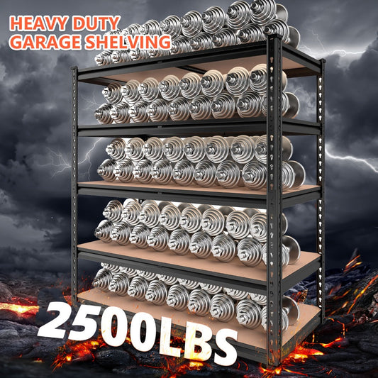 Heavy Duty Garage Shelving Unit 5-Tier Metal Storage Shelf – 2000/2500 LBS Capacity Adjustable Steel Shelves for Garage, Basement & Warehouse | 60"/72" H Utility Rack for Kitchen, Pantry & Workshop